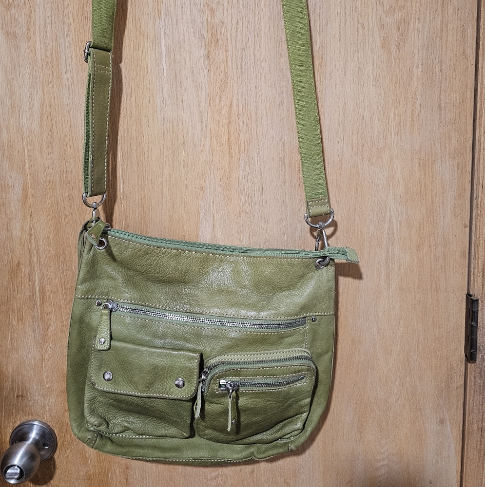 Fossil Green Leather Crossbody Bag
